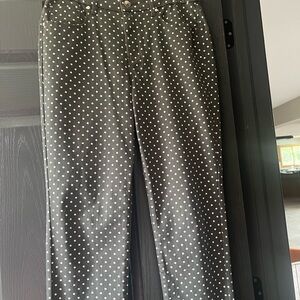 Chico's Olive Green Pants with White Polka Dots